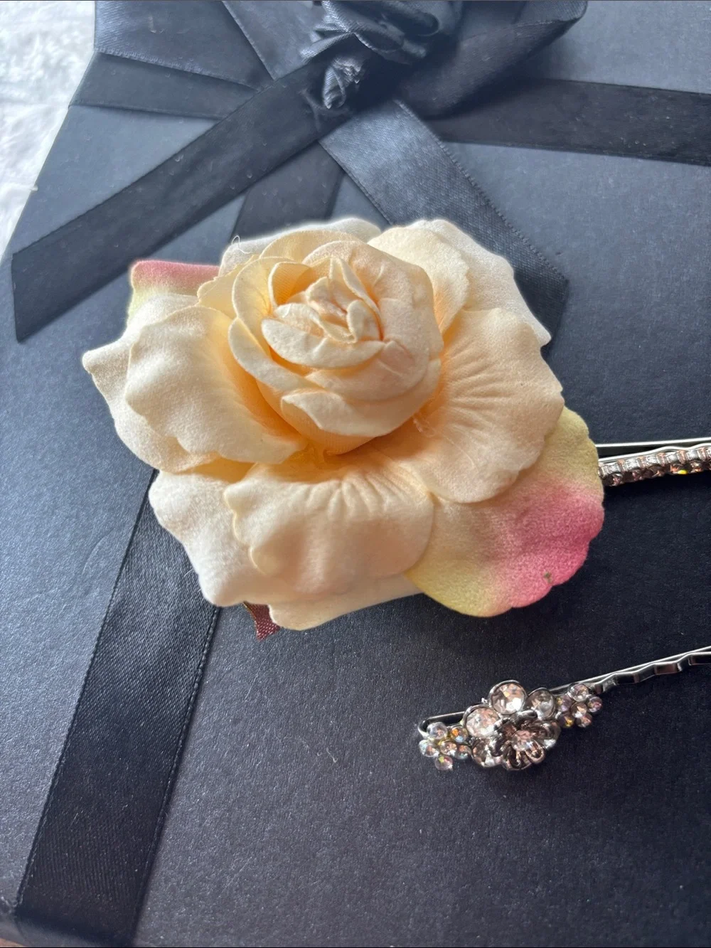 3 Hair clips Crystal Floral & Rhinestone Bobby Pins